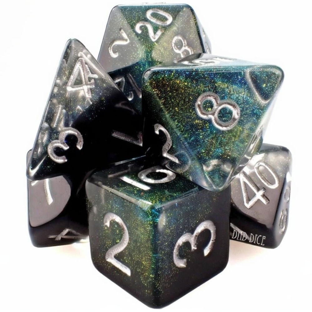 DND Dice Set‎ - Tar Pits - 7 Shimmering Resin Dice - Fantasy RPG Tabletop Gaming